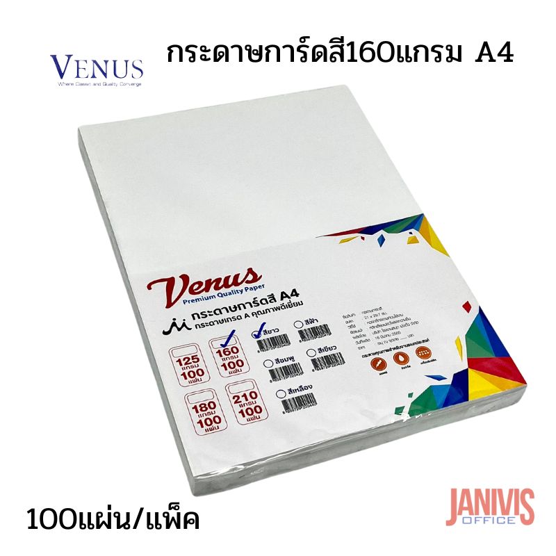 กระดาษการ์ดขาว 160 แกรม ขนาด A4 (100 แผ่น/ห่อ) - Image 4