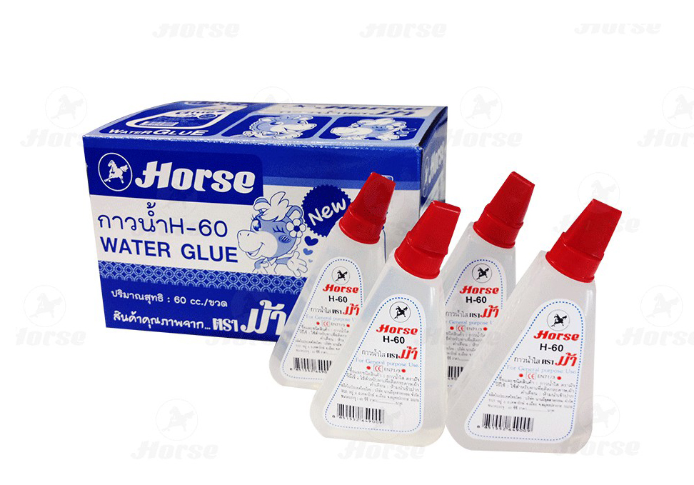 กาวน้ำ ตราม้า ขวดสามเหลี่ยมH-60 (1x12ขวด) - Image 2
