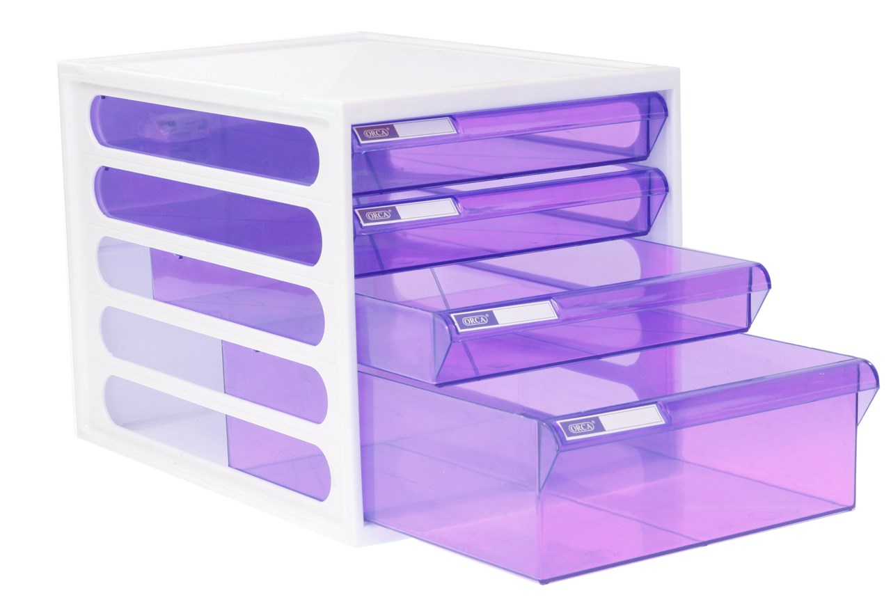 ตู้เก็บเอกสาร 4 ชั้น ออร์ก้า ORCA CFB-4 โครงขาวลิ้นม่วง (DRAWER CABINET)
