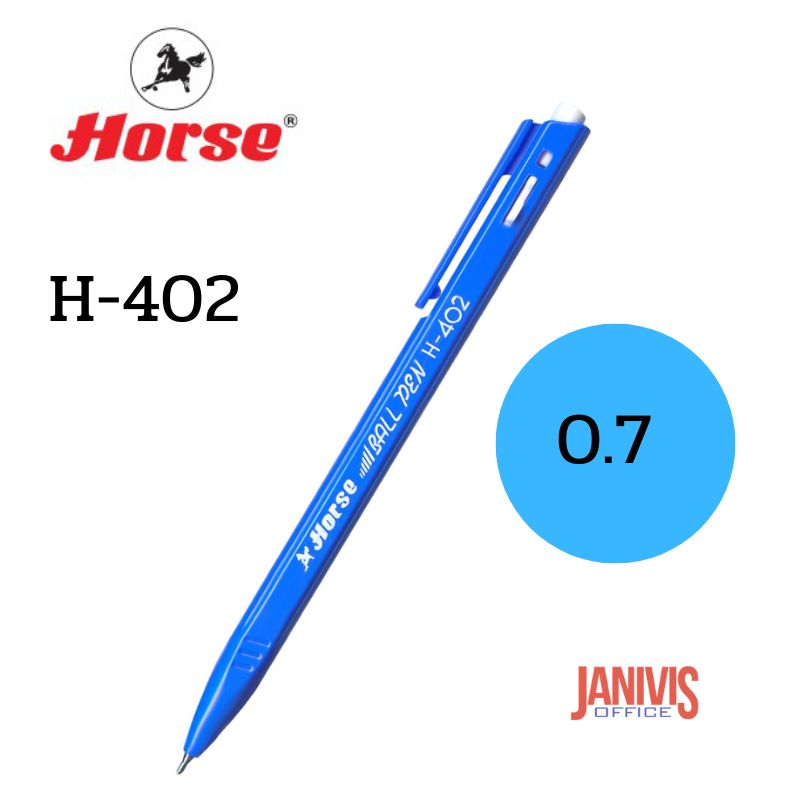 ปากกาลูกลื่น ตราม้า H-402 (0.7มม.) สีน้ำเงิน (50ด้าม) - Image 3