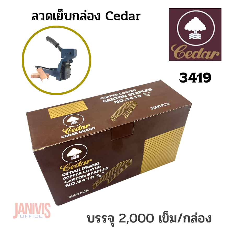 ลวดเย็บกล่อง Cedar No.3419 บรรจุ 2,000 ตัว/กล่อง - Image 2