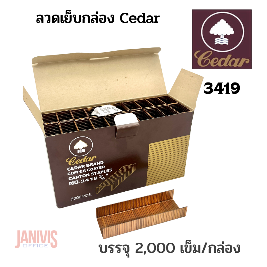 ลวดเย็บกล่อง Cedar No.3419 บรรจุ 2,000 ตัว/กล่อง - Image 3
