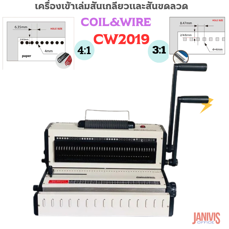 เครื่องเข้าเล่มสันเกลียวและขดลวด 2in1 PROPUNCH รุ่น CW2019 COIL&WIRE - Image 3